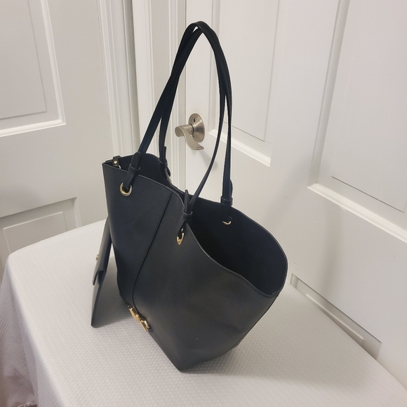 Michael Kors Izzy Black Pebble Grain Leather Tote, Classic, Stylish, Sleek - Picture 2 of 16